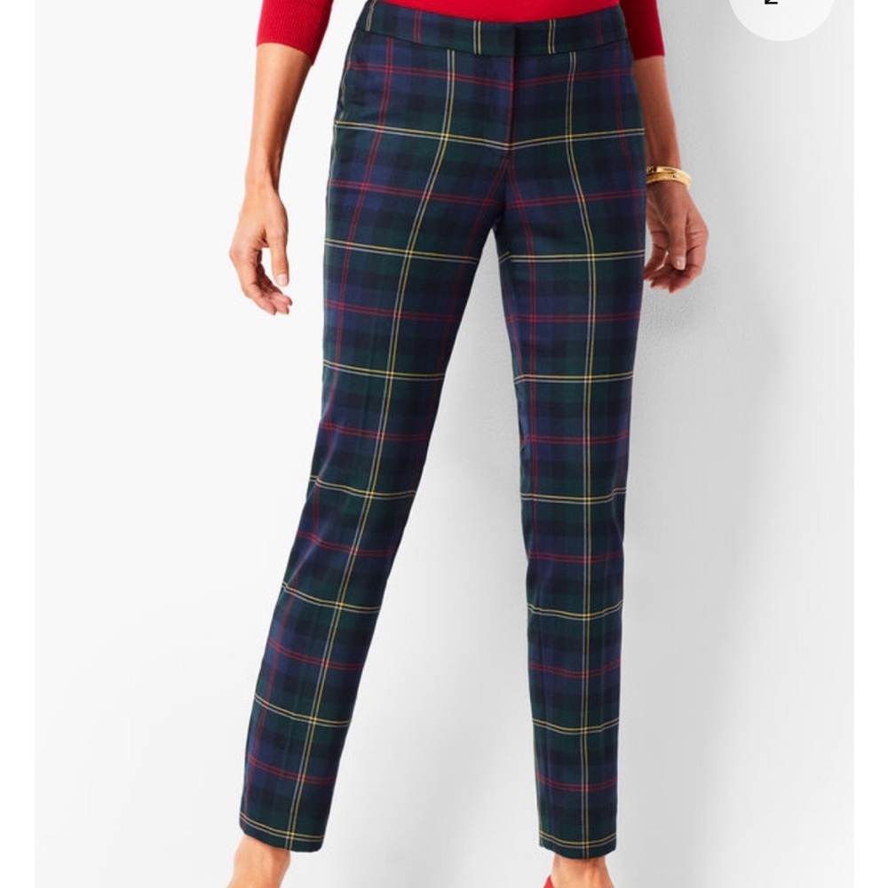 NWT Talbots Black and Green Plaid Dress Pants